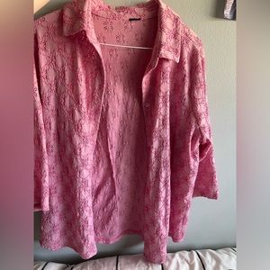 pink floral cardigan